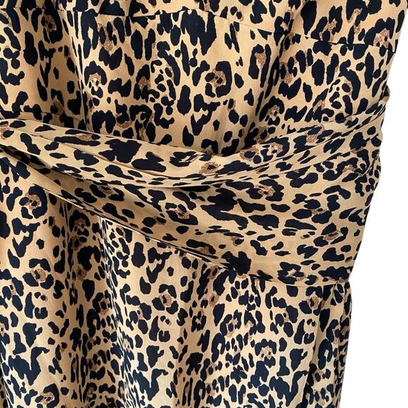 J. Crew NWOTS Silk Leopard Bow Waist Midi Dress size 10 Cheetah Animal Print - Picture 4 of 13